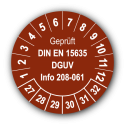 Geprüft DIN EN 15635 DGUV Info 208-061, braun