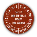 Geprüft DIN EN 15635 DGUV Info 208-061, braun