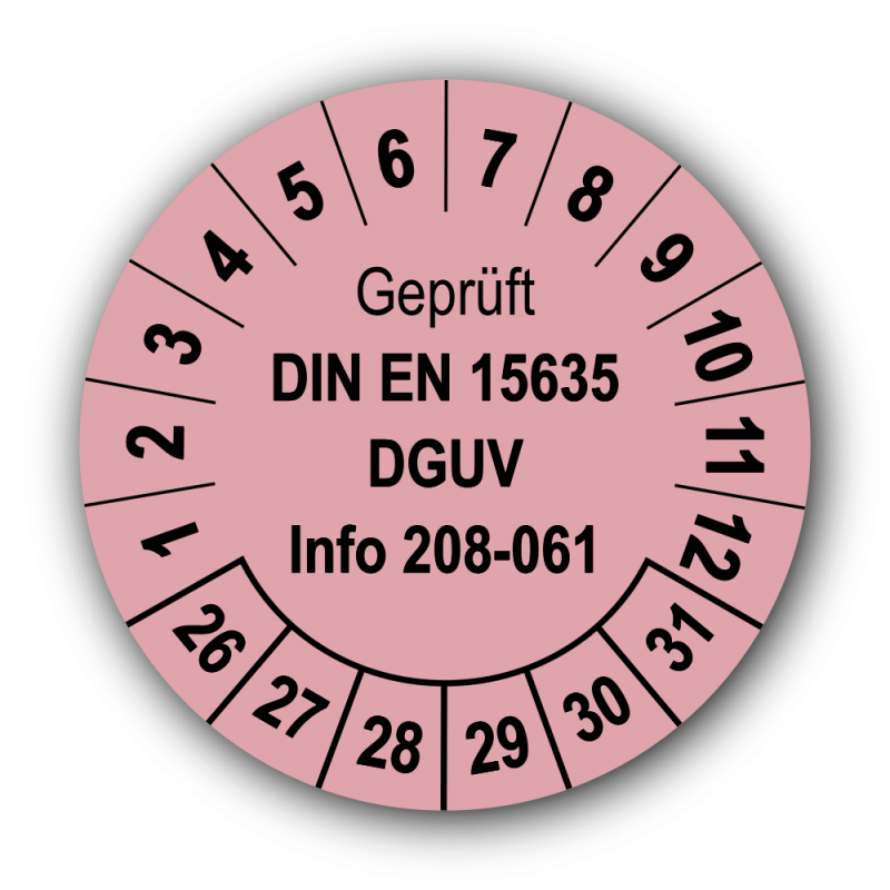 Geprüft DIN EN 15635 DGUV Info 208-061, rosa