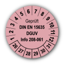 Geprüft DIN EN 15635 DGUV Info 208-061, rosa