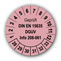 Geprüft DIN EN 15635 DGUV Info 208-061, rosa