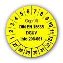 Geprüft DIN EN 15635 DGUV Info 208-061, gelb
