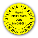 Geprüft DIN EN 15635 DGUV Info 208-061, gelb