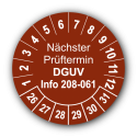 Nächster Prüftermin DGUV Information 208-061, braun
