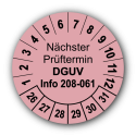 Nächster Prüftermin DGUV Information 208-061, rosa