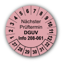 Nächster Prüftermin DGUV Information 208-061, rosa