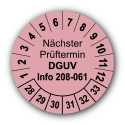 Nächster Prüftermin DGUV Information 208-061, rosa