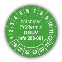Nächster Prüftermin DGUV Information 208-061, grün