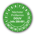 Nächster Prüftermin DGUV Information 208-061, grün