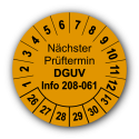Nächster Prüftermin DGUV Information 208-061, orange