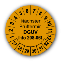 Nächster Prüftermin DGUV Information 208-061, orange