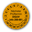 Nächster Prüftermin DGUV Information 208-061, orange