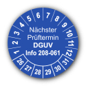 Nächster Prüftermin DGUV Information 208-061, blau