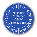 Nächster Prüftermin DGUV Information 208-061, blau