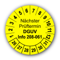 Nächster Prüftermin DGUV Information 208-061, gelb
