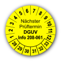 Nächster Prüftermin DGUV Information 208-061, gelb