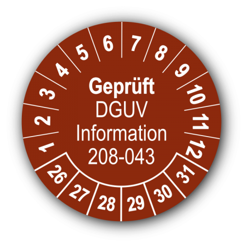 Geprüft DGUV Information 208-043, braun