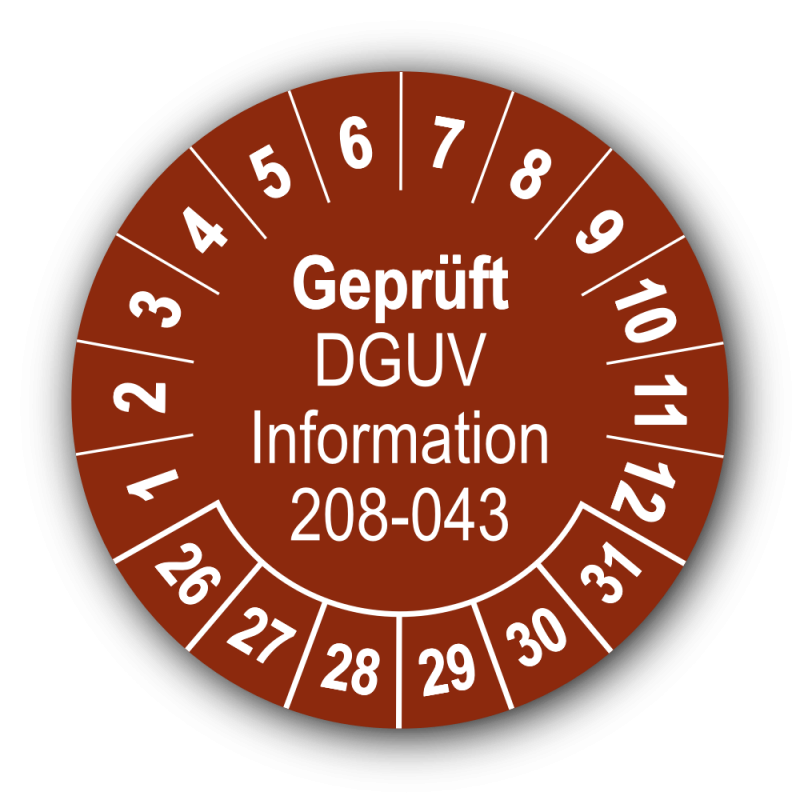 Geprüft DGUV Information 208-043, braun