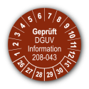Geprüft DGUV Information 208-043, braun