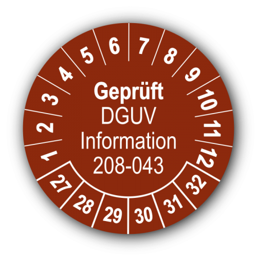 Geprüft DGUV Information 208-043, braun