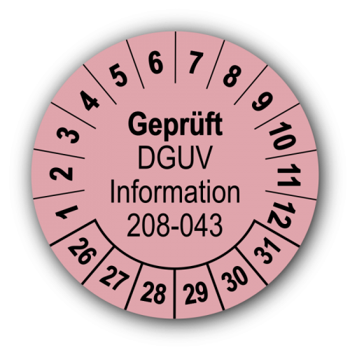 Geprüft DGUV Information 208-043, rosa