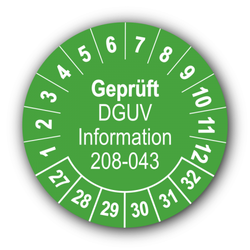 Geprüft DGUV Information 208-043, grün