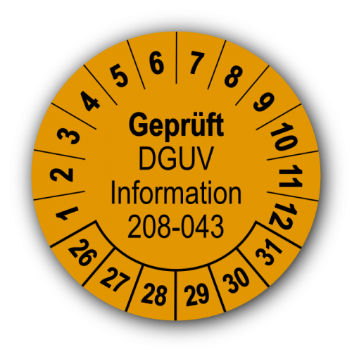 Geprüft DGUV Information 208-043, orange