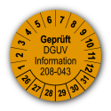 Geprüft DGUV Information 208-043, orange