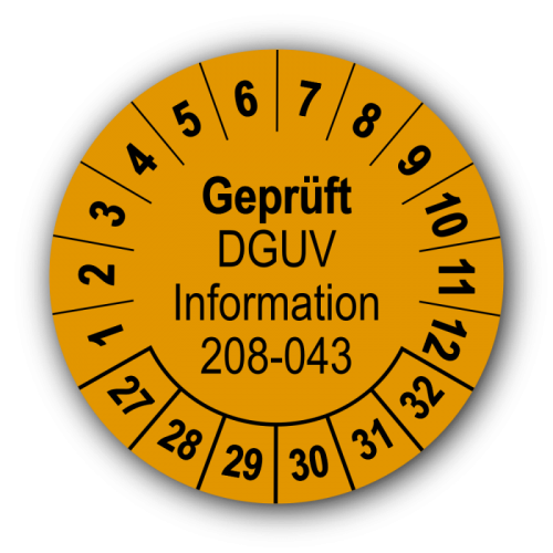 Geprüft DGUV Information 208-043, orange