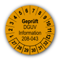 Geprüft DGUV Information 208-043, orange