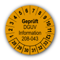Geprüft DGUV Information 208-043, orange
