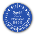 Geprüft DGUV Information 208-043, blau