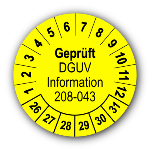 Geprüft DGUV Information 208-043, gelb