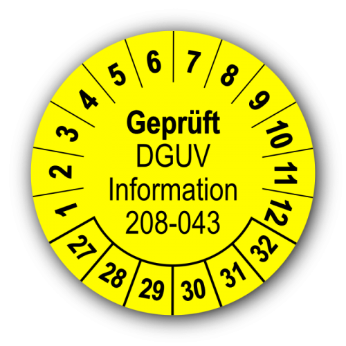 Geprüft DGUV Information 208-043, gelb