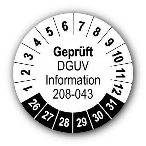 Geprüft DGUV Information 208-043, weiß