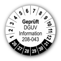 Geprüft DGUV Information 208-043, weiß