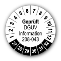 Geprüft DGUV Information 208-043, weiß