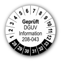 Geprüft DGUV Information 208-043, weiß