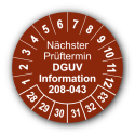 Nächster Prüftermin DGUV Information 208-043, braun