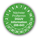 Nächster Prüftermin DGUV Information 208-043, grün