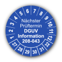 Nächster Prüftermin DGUV Information 208-043, blau