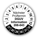 Nächster Prüftermin DGUV Information 208-043, weiß