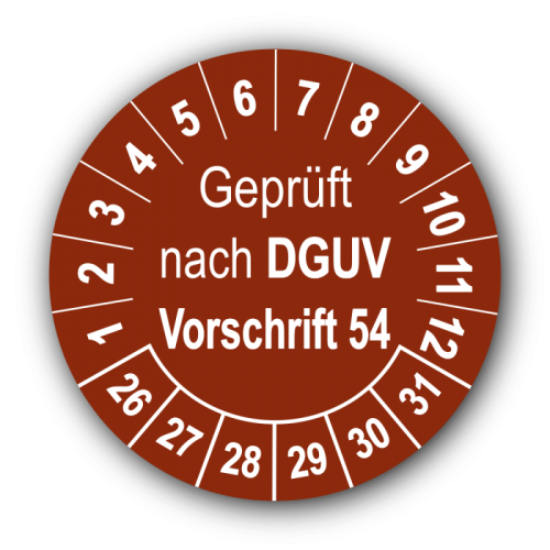 Geprüft nach DGUV Vorschrift 54, braun