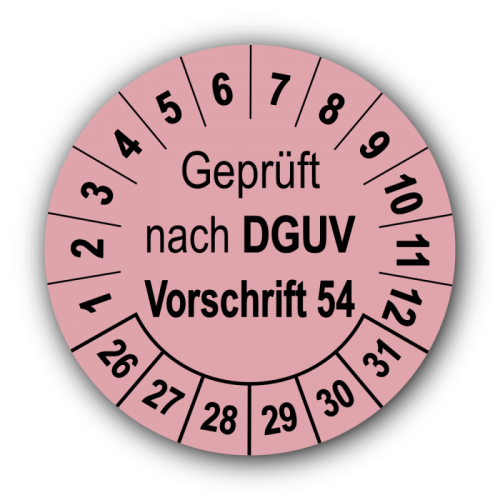 Geprüft nach DGUV Vorschrift 54, rosa