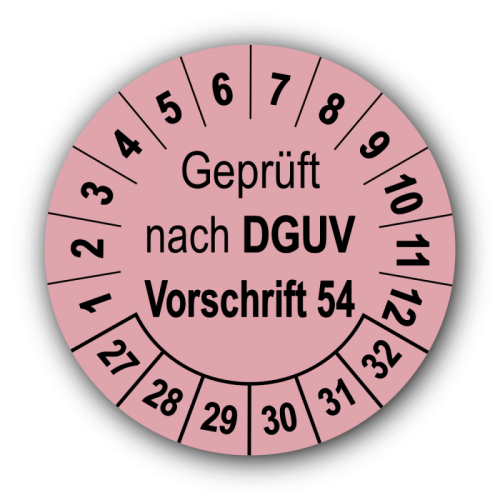 Geprüft nach DGUV Vorschrift 54, rosa