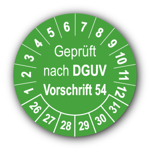 Geprüft nach DGUV Vorschrift 54, grün