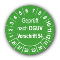 Geprüft nach DGUV Vorschrift 54, grün