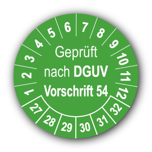Geprüft nach DGUV Vorschrift 54, grün