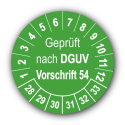 Geprüft nach DGUV Vorschrift 54, grün
