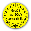Geprüft nach DGUV Vorschrift 54, gelb